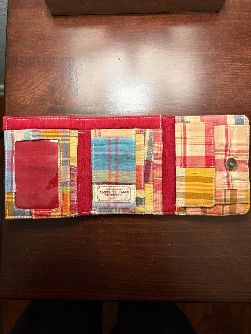 American Eagle Outfitters Multicolor Patch Plaid Trifold Wallet